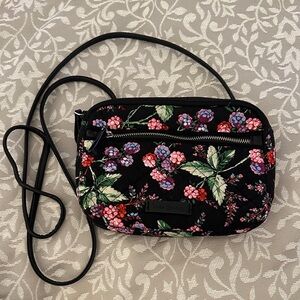 Vera Bradley Black Floral Crossbody with Pink & Purple Berries